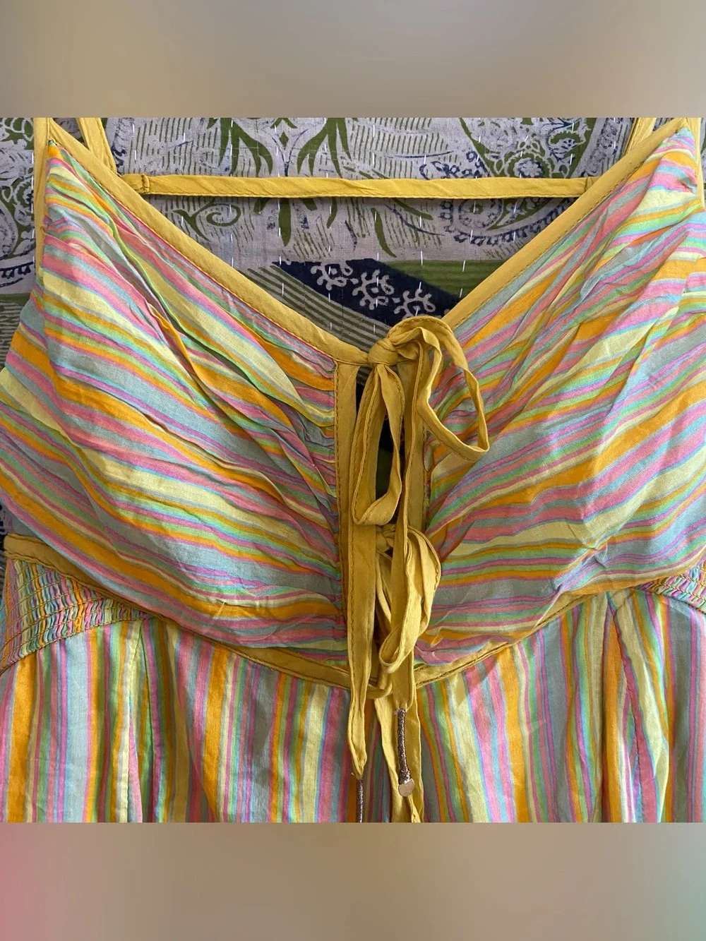 Free People Citrus Combo Poplin Dream Weaver Boho Maxi Dress Size Extra Large - Picture 8 of 16